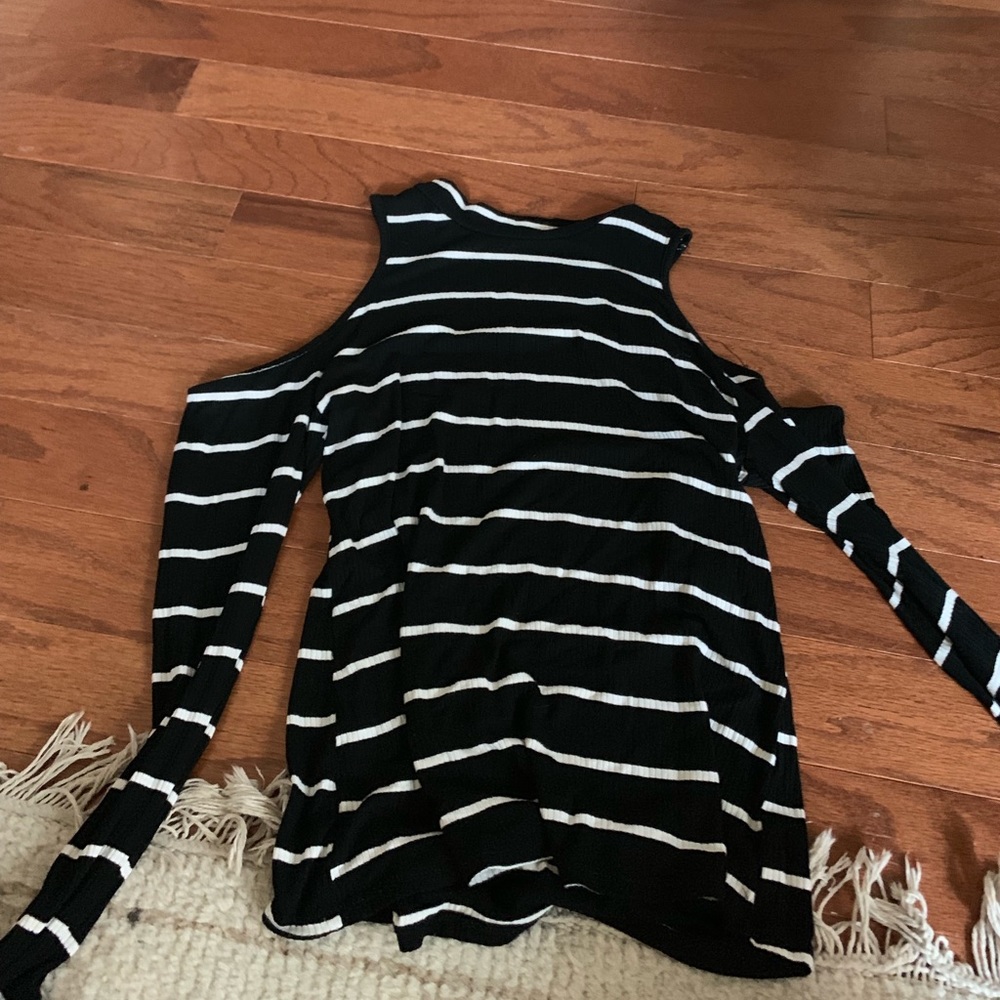 Black and white striped blouse